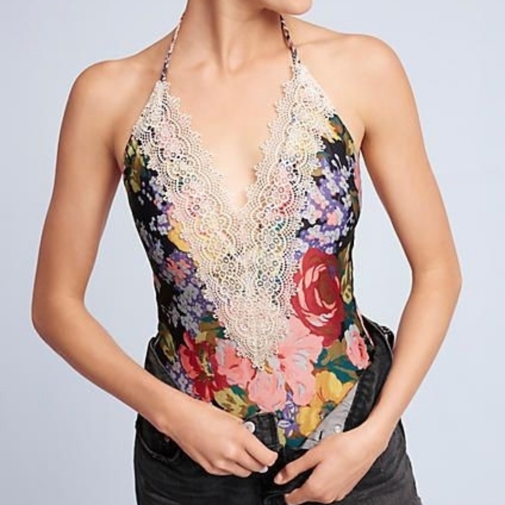 Allihop Anthropologie one peice floral swimsuit
